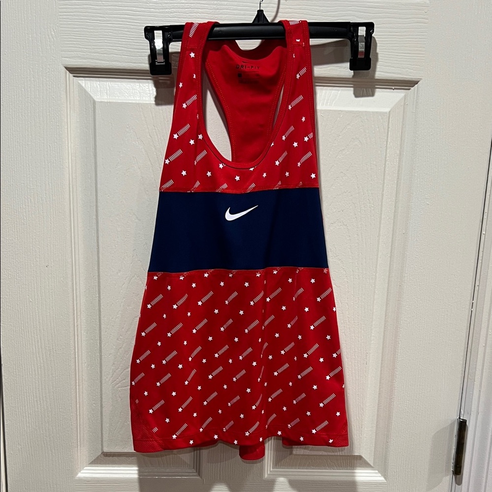 Nike Red and Navy Tank Top & shorts set Girls size small Patriotic 4th of July